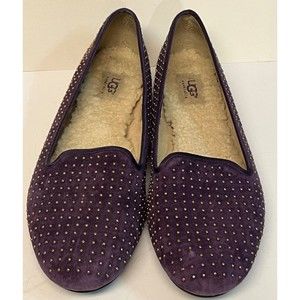 UGG Alloway Purple Stud Loafer Shearling Flat Slip On Loafers Women's Size 11